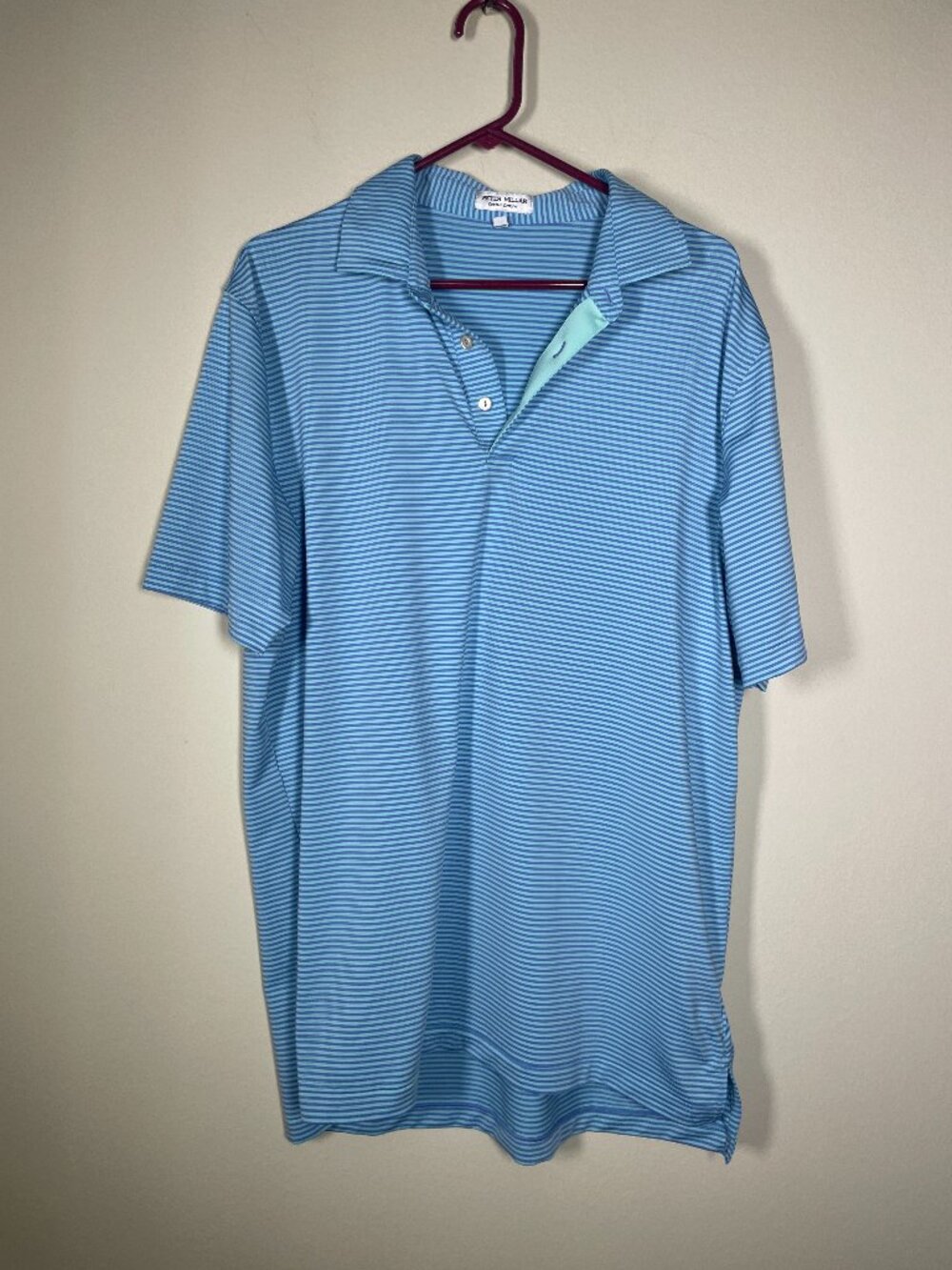 Peter Millar Men's Stripe Golf Polo Shirt Large Preppy!